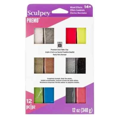 Sculpey PREMO Oven Bake Polymer Clay 12 Sampler Pack Mixed Effects Earrings Opal