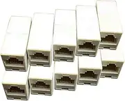 Rj45 Coupler Ethernet Coupler - Rj45 Female to Female - 10x Network Double Straight Head LAN Cable Joiner Modular Plug for High-Speed Data Transfer