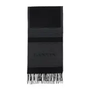 [Lanvin] Lanvin-Black Squared Logo 35x180 Wool Scarf-Uomo OS OS