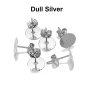 500pcs Flat Back Blank Pad 4mm-10mm Earring Stud Ear Post with Stopper Findings