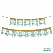 Blue Happy Birthday Bunting with Gold Glitter Dots Birthday Party Decoration