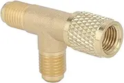 Quick Coupler Tee Adapter Brass Valve Core 1/4in SAE R22 R12 R134 HAVC Access Tee