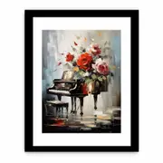 Piano Flower Modern Framed print Art Poster