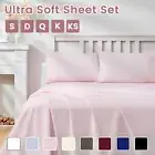 Poly Cotton Sheet Set S/KS/D/Queen/K Bed Size Deep Fitted Flat Sheet Ultra Soft
