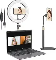 10.2" Ring Light with AI Alloy Stand & Phone Holder for Reading/Makeup/Social