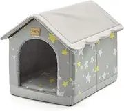 Jiupety Cozy Pet Bed House, Indoor/Outdoor Pet House, 2XL Size for Large Dog, Warm Cave Sleeping Nest Bed for Cats and Dogs, Gray