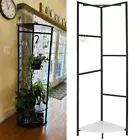 Corner Coat Rack Freestanding Hall Tree Plant Stand Shelf with 5 Hanging Rods