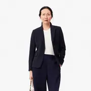 Embroidered Logo Wool Blend Blazer