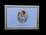 1 VTG Unused Mary Hamilton Xmas Greeting Card Cute Angel Adoring A Singing Bird