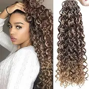 18 Inch Pre Looped Crochet Hair for Black Women - Gogo Curl/Beach Curl/Ocean/Water/Deep Wave Crochet Hair 8 Packs Synthetic Hair Tangle-Free Natural Look Curly