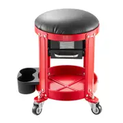 Mechanic Garage Stool with Wheels, Storage Drawers, and Detachable Cushion