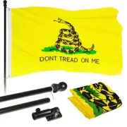 G128 6 Feet Tangle Free Spinning Flagpole (Black) Gadsden Flag Brass Grommets