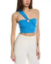 Jason Wu One-Shoulder Linen-Blend Crop Top Women's