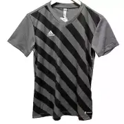 Adidas Jersey Women's size Small Gray & Black Stripes Soccer Parma 22 Shirt NEW!