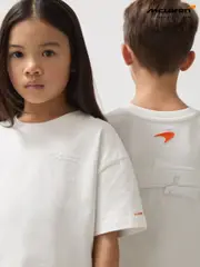 Reiss White Nakata 3-9 yrs McLaren F1 Team Oversize Logo T-Shirt Unisex Fit (AP0301) | $55