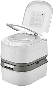 [YITAMOTOR] Portable Toilet Camping Porta Potty with Paper Collection 6.34 Gallon, Indoor Outdoor RV Toilet with Handle Pump, Leak-Proof OutdoorToilet for RV Travel, Boat, Trips, White
