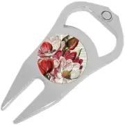 Flowers in Book Golf Ball Marker Divot Repair Tool Bottle Opener