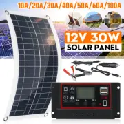 12V 30W Portable Solar Panel Mono Caravan Camping Home Battery Charge 30 Watt