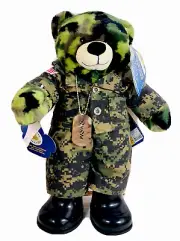 NWT Build a Bear Camo Teddy Bear Army Uniform Dog Tags Beret Boots