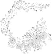 [BESTYASH] Sparkly Rhinestones Flower Hair Pin Handmade Bridal Hair Accessories for Weddings for Brides Bridesmaids for Special Occasions