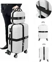 [RF REENFAYA] Luggage Straps Suitcase Belts Over Handle for Carry On Bag, Elastic Add a Bag Bungees Luggage Belt,Organized Luggage Belt Baggage Suitcase StrapsTravel Accessories (Black)
