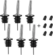 Oiltomn Stainless Steel Pourers, Speed Wine Bottle Pourer, Olive Oil and Vinegar Tapered Stopper Spout, Suitable for About 3/4" Bottle Mouth, with Sealed Dust Caps (6 Pieces)