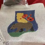 Kathy Schenkel Handpainted Needlepoint Canvas Mini Stocking California Bear Popy