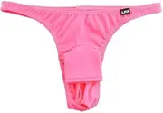 La-pomme(ラ ポーム) La Paume 721042 Men's Bikini Panties, E6000 Fabric, Comfortable Feel, Through Type, Elephant, T-Back Bikini, Made in Japan