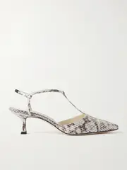 [Manolo Blahnik] Manolo Blahnik - Turgimod 50 Cutout Elaphe Slingback Pumps - Neutral - IT40 IT 40 Neutrals
