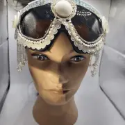 Hand Made Burning Man Goggles White Dangle Pearl Magic
