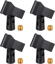 uxcell 4Pcs Microphone Clip Adjustable Mic Holder Flexible Wireless Mic Stand Adapter for Handheld Mic with Metal 5/8" Male to 3/8" Female Screw Adapter