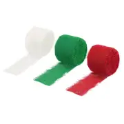 3 Rolls Chiffon Ribbon 1-1/2" 7Yard Red/Green/Cream