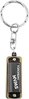 zolyet Keychain Harmonica 4 Holes 8 Tones Key of C Small Harmonica Decoration Music Instrume for Beginners Students Black