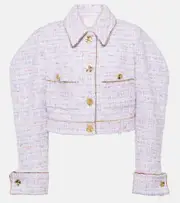 [Nina Ricci] Nina Ricci Cropped cotton-blend tweed jacket AU 16 purple