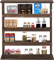 Wall Mounted Kitchen Shelf: 4 Tier Wooden Spice Rack Organizer for Home