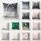 Marble Cushion Cover Pink Gray Patchwork Pillow Cover Square Pillowcase