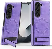 [MVVKKY] for Samsung Z Fold5 Pu Leather Magnets Case Magnetic Kickstand Camera Protection Shell(for Samsung Z Fold5/Mulberry)
