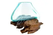 Teak and Glass Hand Blown Table Topper | Fish Bowl | Terrarium