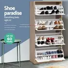 Shoe Cabinet Shoes Storage Rack 60 Pairs Organiser Wooden 3 Shelf Cupboard 150CM