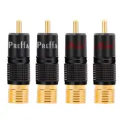 4 Pcs Gold Plated HIFI Locking RCA Plug Connector No Sodering for RCA Cable DIY