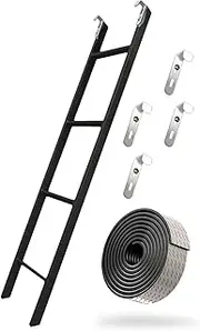 Black Bunk Bed Ladder, 4/5 Step Loft Ladder Replacement Hook on Ladder Hanging, Adults Children Safe Climbing Ladder with Comfy Pads, Load 330lbs, Adjustable, Rv Trailer (Black 1.3