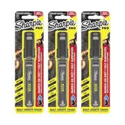 3 x Sharpie Pro Marker Pen Black Fine Tip for Metal Wood Wet & Oily Surfaces