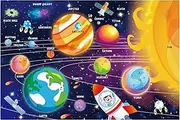 SYNARRY 100 Piece Puzzles for Kids, Space Puzzle for Kids Ages 4-8 Solar System Puzzle for Kids 3-5, 100 Pieces Puzzles for 3 4 5 6 7 8 Year Olds Boys Girls Childrens, Fun Planet Puzzle with Names