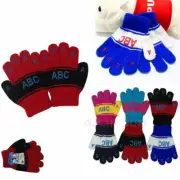 6 Pairs Boy Girl Kids ABC Letters Gloves Stretch Knitted Warm Winter Gloves Lot