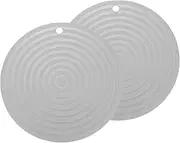 uxcell 2 Pcs Silicone Trivets Mats for Hot Pots and Pans, 9" Round Hot Pot Holders Multi-Purpose Heat Resistant Trivet with Hang Hole for Pots & Hot Dish, Countertops (Light Grey)