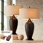 Cody Rustic Table Lamps 26" High Set of 2 Oiled Bronze with Dimmers for Bedroom