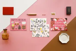Clap Clap生日卡/ Forest Wildflowers Birthday Card/ Fuscia/ 森林野花紫紅底色