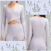 Lululemon Wrap-Front Ribbed Long Sleeve Top Lilac Esther purple WOMENS Size 12