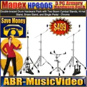 Mapex Mars HP8005 Chrome Hardware Pack w/ 2 Booms, Snare & Hi-Hat Stand & Pedal