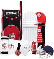 CW Player Choice Cricket Kit Without Bat Cricket Kit Bag Cricket Helmet Cricket Ball Kashmir Willow Cricket Kit for Boys 8-9 Year Youth Size 4 Club & Match Quality Boys Cricket Set